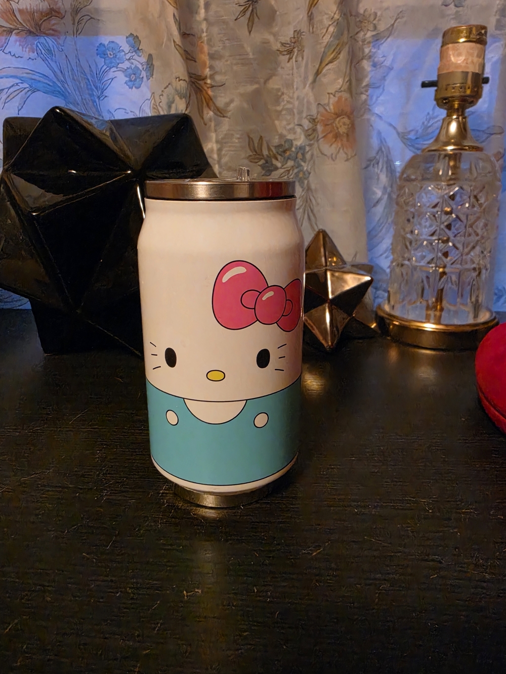 Hello Kitty Pink Bow Aqua Dress Stainless Can Tumbler